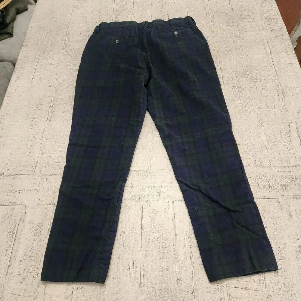 Banana Republic Mens Slim Tapered Suit Pants Plaid Wool‎ 35x28 Blackwatch Tartan